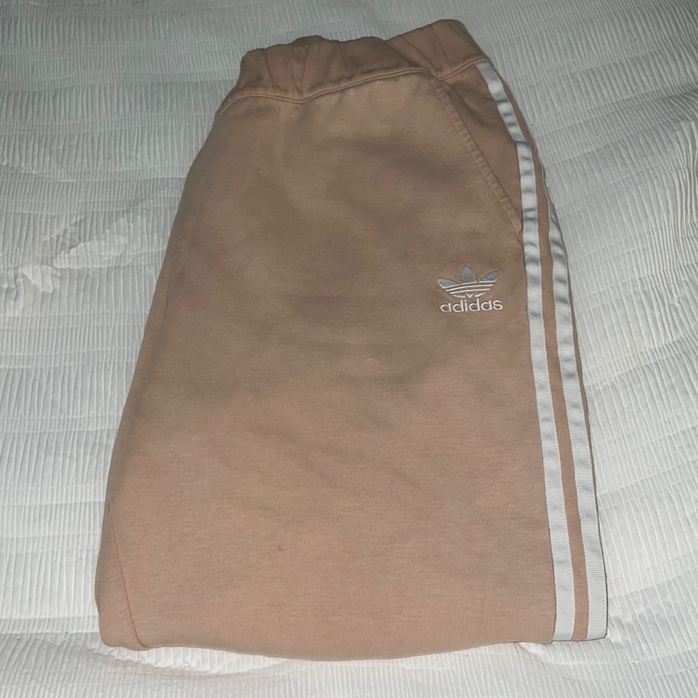 Women's Pink Originals Three Stripe Sweat Pants With Slit Knees / Size L (W)